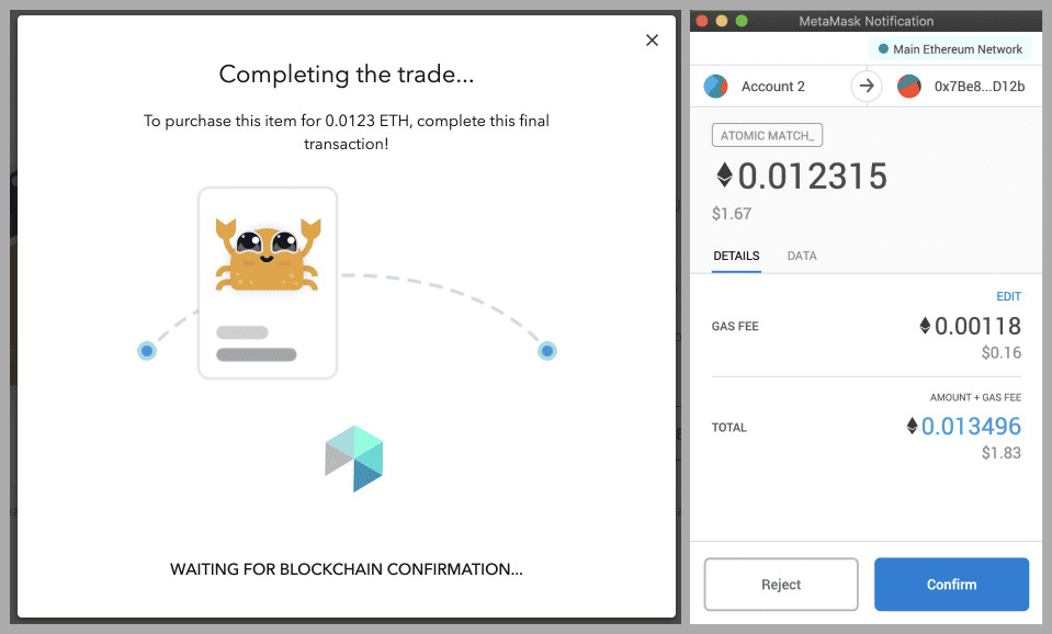 Opensea.io Checkout Page